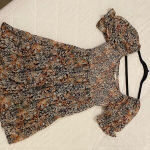 Altar'd State Floral Midi Dress - Black, Orange, White